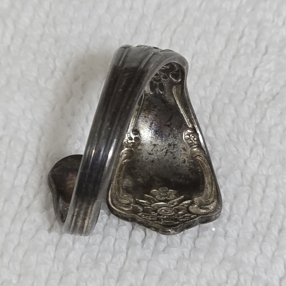 Vintage 1970s Wm A Rogers Oneida Spoon Ring Silverplate Size 6 Rose - Picture 9 of 15